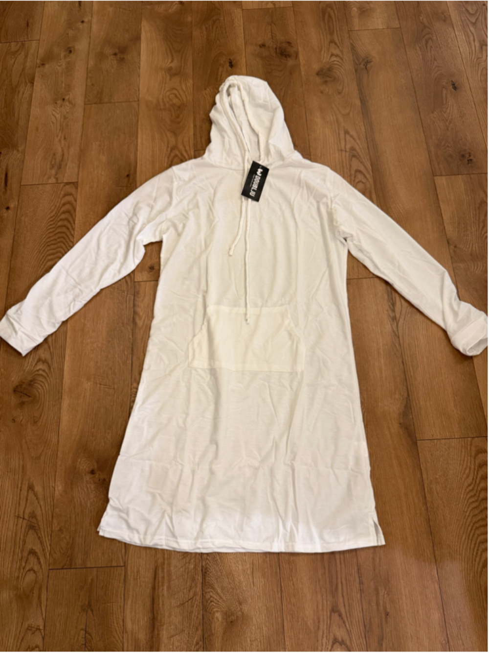 NEW Long Sleeve Hooded Midi Dress Kangaroo Athleisure Loungewear Tunic 1X